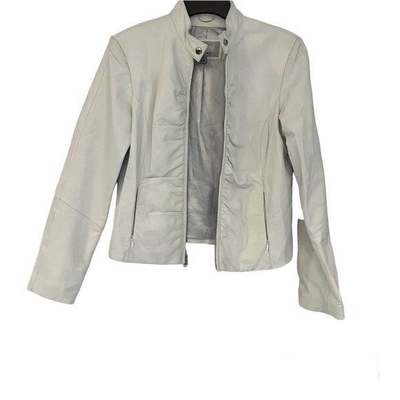 Wilson Leather Off White Leather Jacket Zip Front  Sz S - Picture 4 of 9